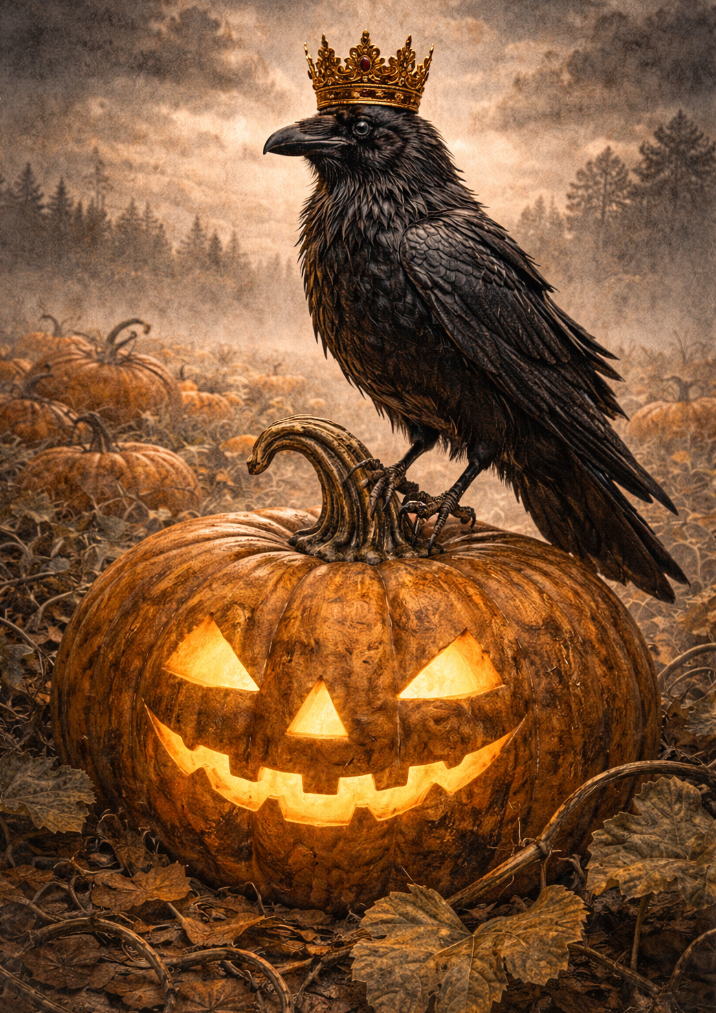 Rice Paper For Decoupage Halloween Raven & Pumpkin Full  Cat. No. 8862