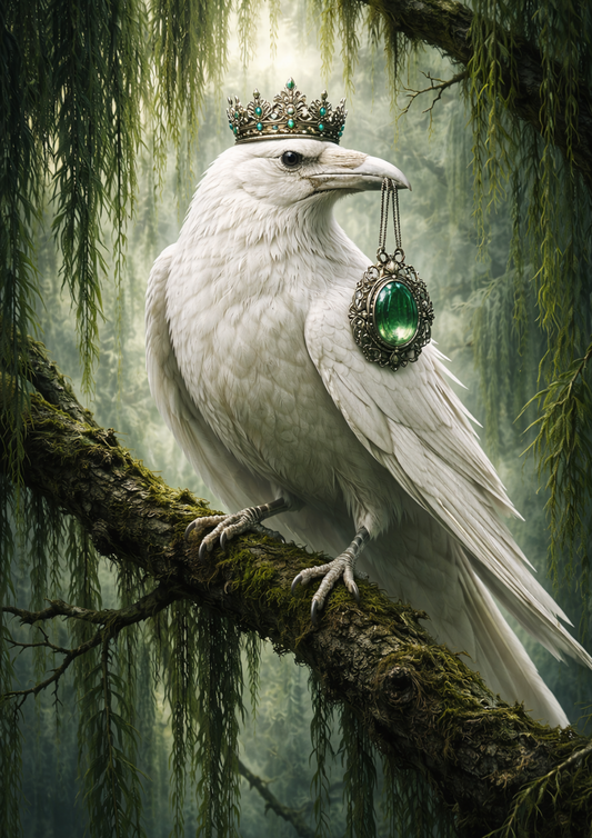 Rice Paper For Decoupage White Raven Gothic Style Full Cat. No. 8864