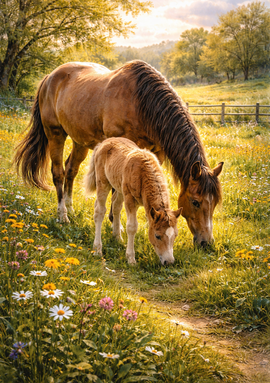 Rice Paper For Decoupage Mare and Foal Scene Full  Cat. No. 8873