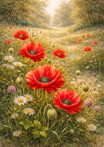Rice Paper For Decoupage Poppies Landsacpe Full Cat. No. 8890