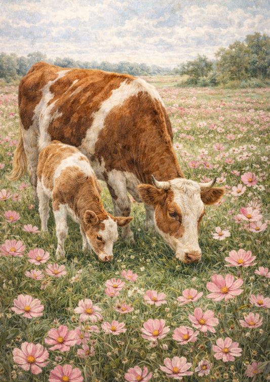 Rice Paper For Decoupage  Cow and Calf  Full Cat. No. 8906