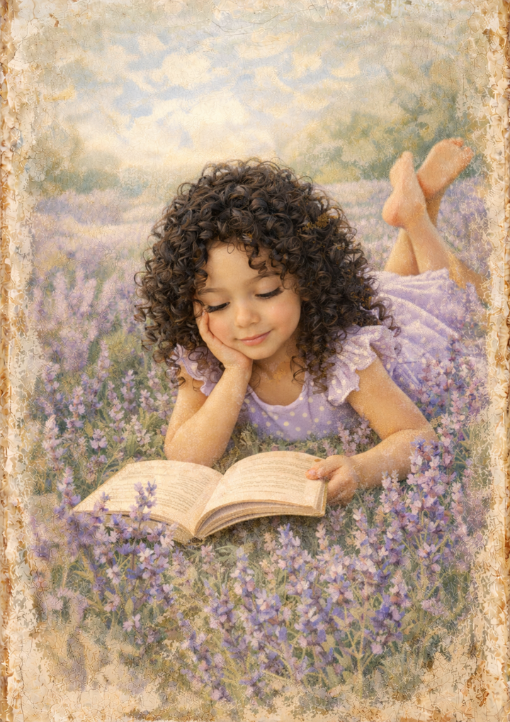Rice Paper For Decoupage Girl &amp; Lavender Field Full Cat. No. 8921