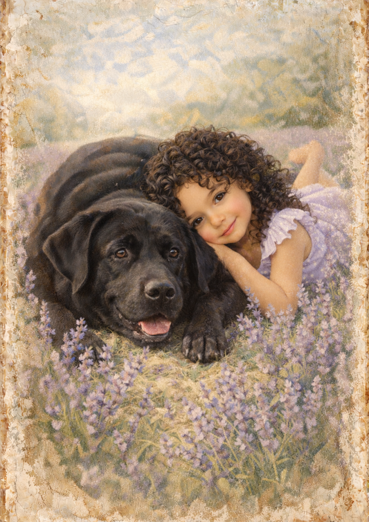Rice Paper For Decoupage Girl & Lavender Field Full Cat. No. 8922