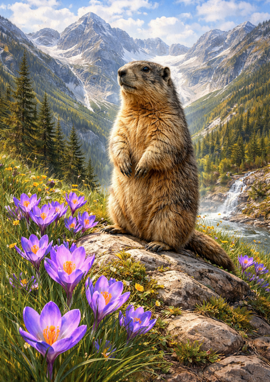 Rice Paper For Decoupage Marmot Illustration Full Cat. No. 8927
