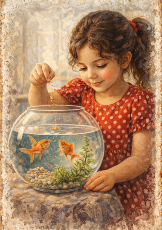 Rice Paper For Decoupage Girl & Goldfish Full Cat. No. 8930