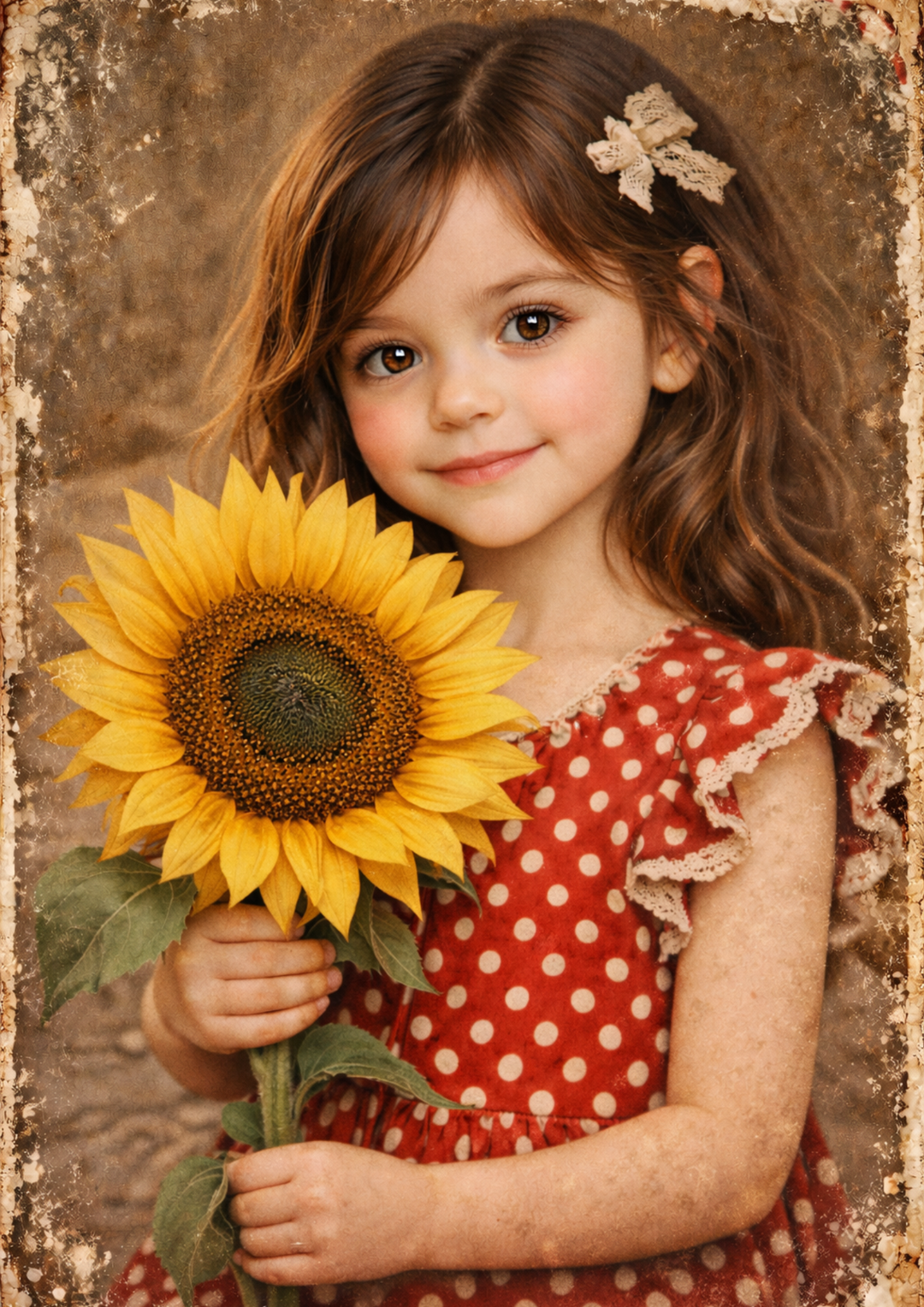 Rice Paper For Decoupage Girl with Sunflower Full Cat. No. 8934