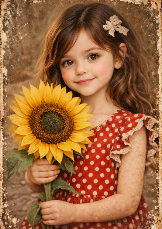 Rice Paper For Decoupage Girl with Sunflower Full Cat. No. 8934