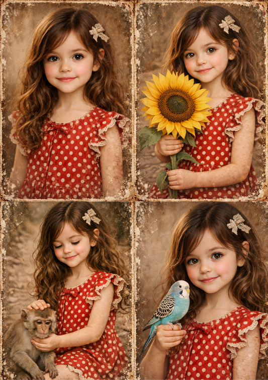 Rice Paper For Decoupage Beautiful Girl in Red Dress Collage Cat. No. 8935