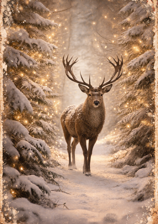 Rice Paper For Decoupage Majestic Deer in Frosty Forest Full Cat. No. 8941