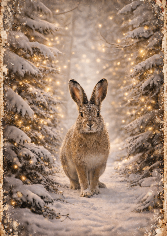 Rice Paper For Decoupage Hare in Frosty Forest Full Cat. No. 8943