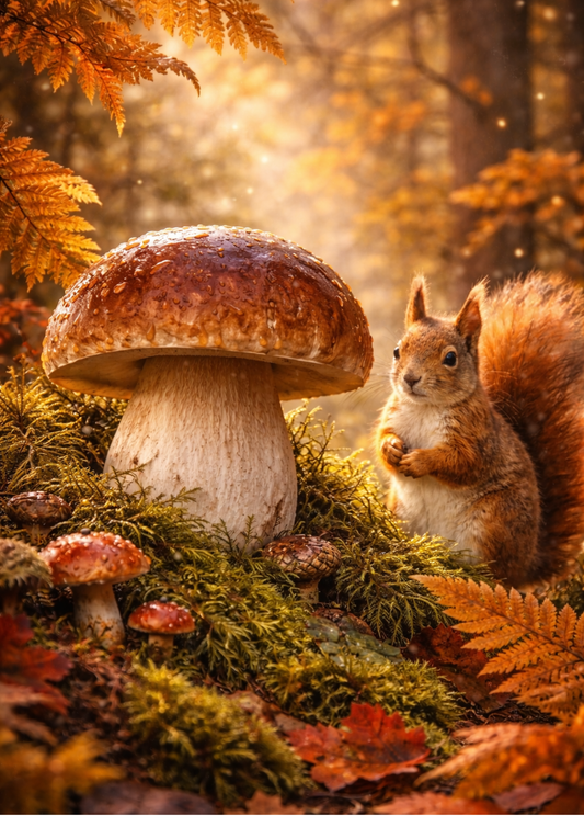 Rice Paper For Decoupage Squirrel in Autumn Forest Full Cat. No. 8946