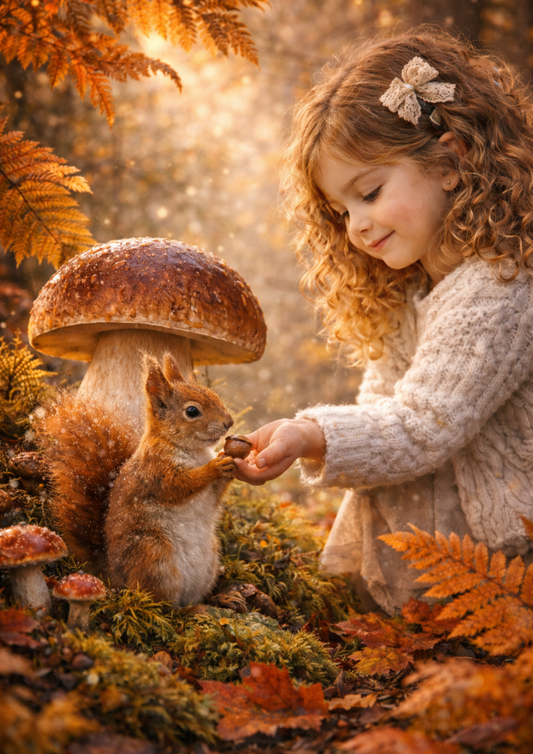 Rice Paper For Decoupage Friends in Autumn Forest Full Cat. No. 8947