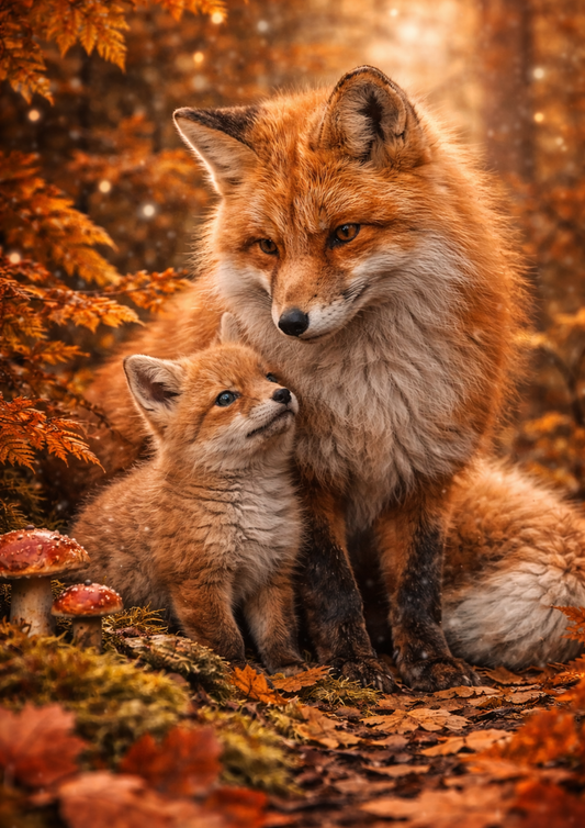 Rice Paper For Decoupage Foxes in Autumn Forest Full Cat. No. 8948