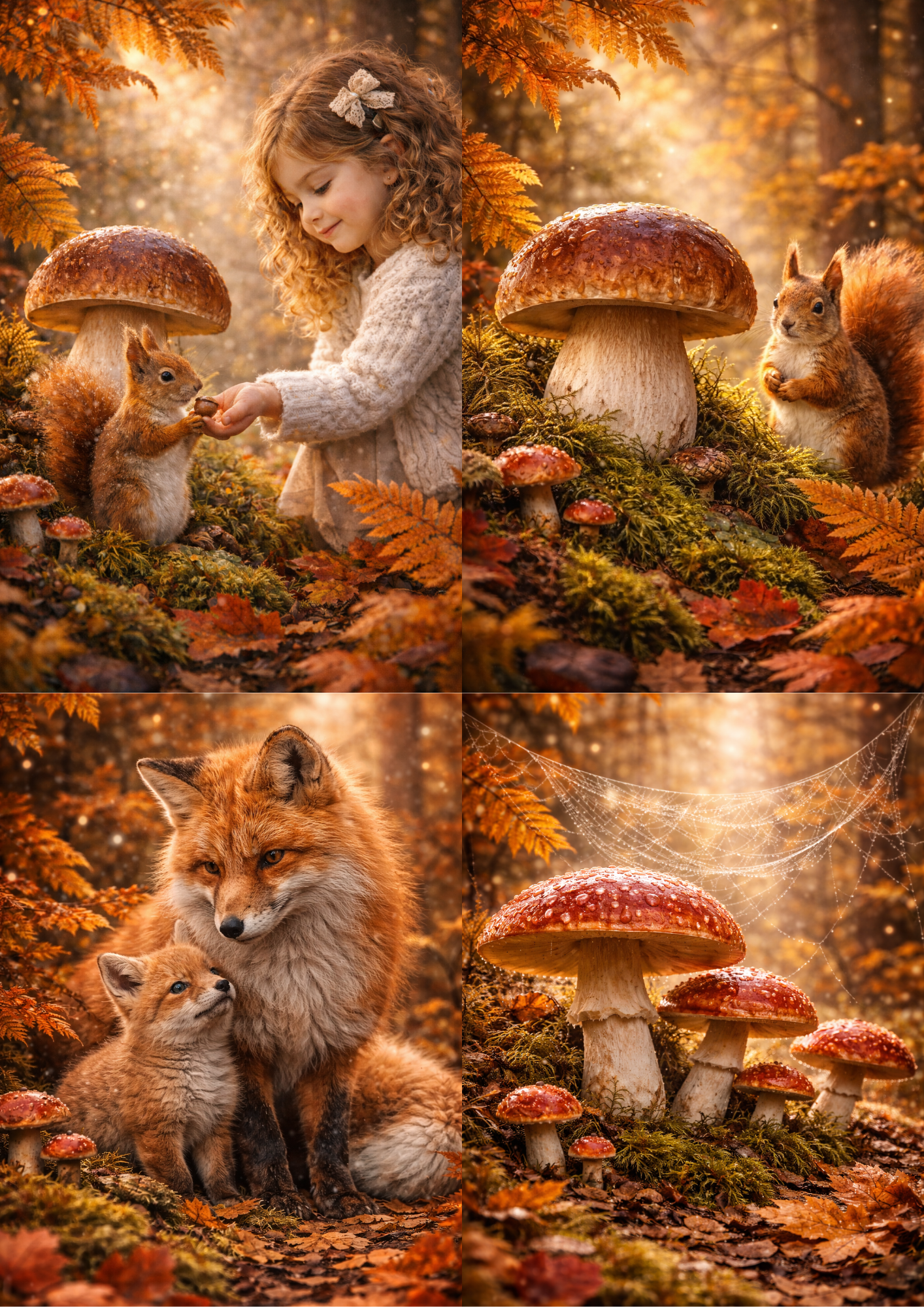 Rice Paper For Decoupage Friends in Autumn Forest Collage Cat. No. 8949