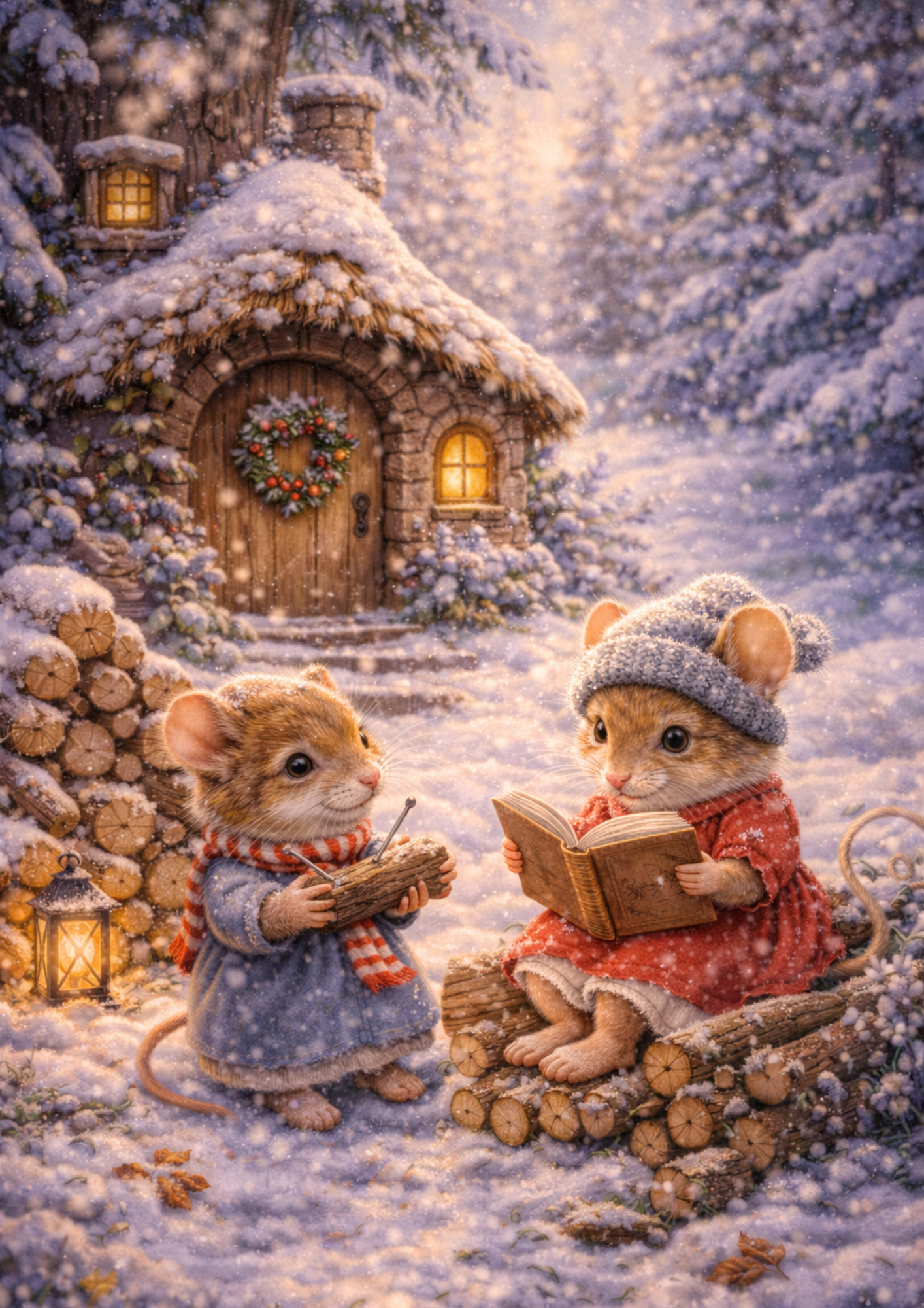 Rice Paper For Decoupage Mice Christmas Time Full Cat. No. 8956