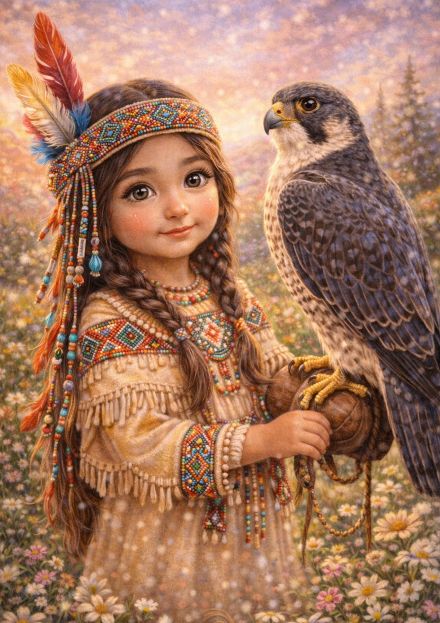 Rice Paper For Decoupage Indian Girl With Falcon Full Cat. No. 8963