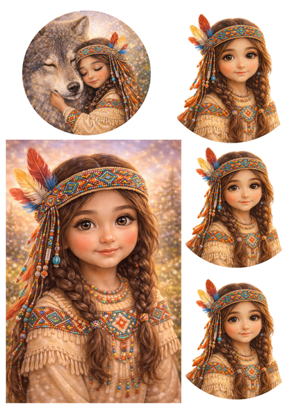 Rice Paper For Decoupage Indian Girl Collage Cat. No. 8968