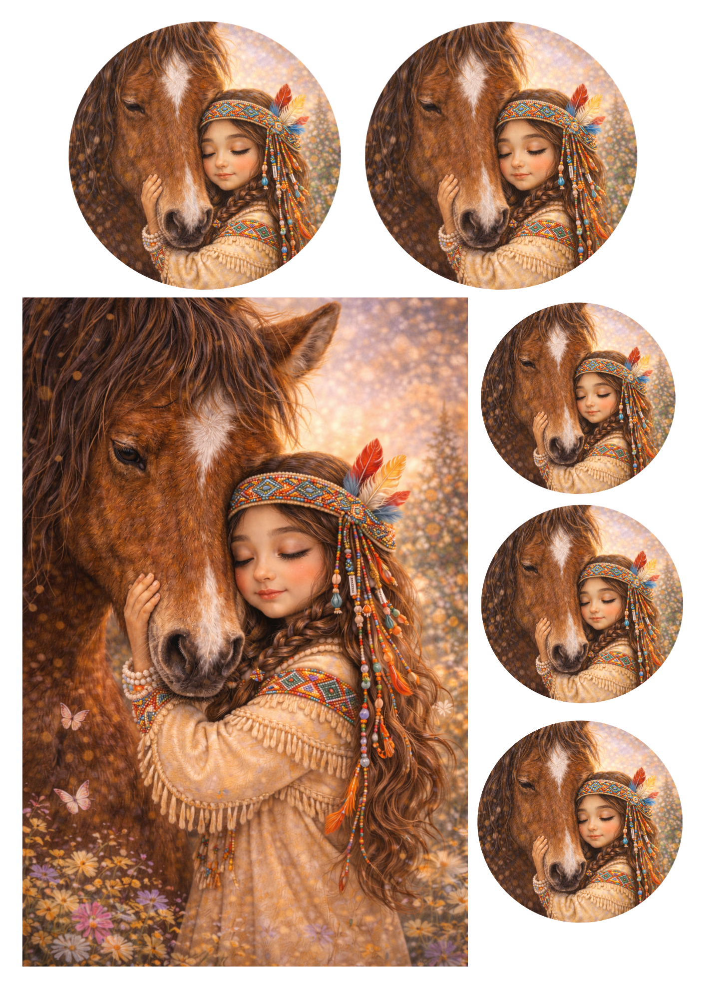 Rice Paper For Decoupage Indian Girl With Horse Collage Cat. No. 8971