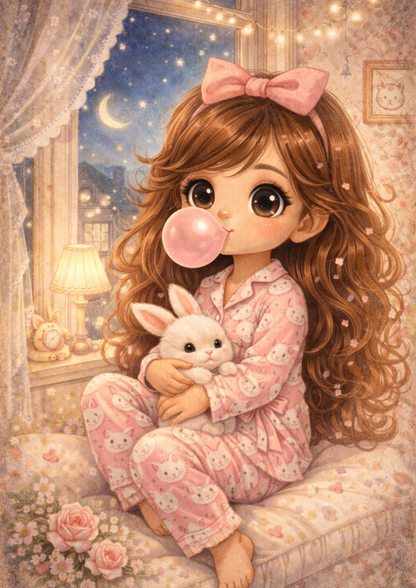 Rice Paper For Decoupage Girl with Cute Bunny Full Cat. No. 8995