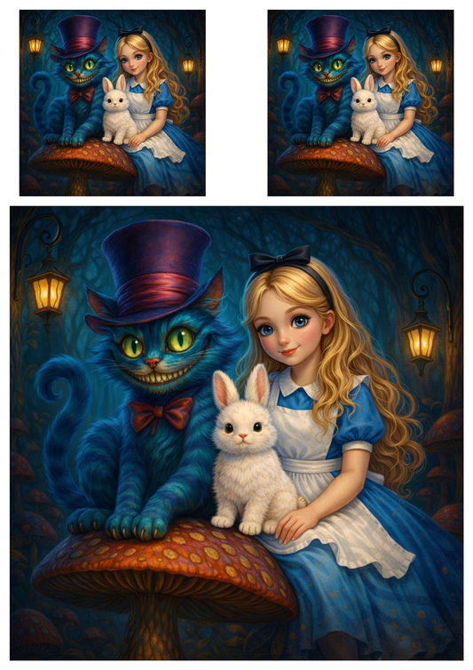 Rice Paper For Decoupage Alice in Wonderland Collage Cat. No. 8997