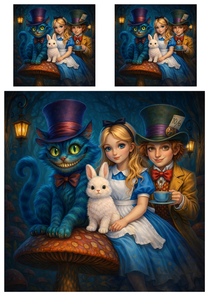 Rice Paper For Decoupage Alice in Wonderland Collage Cat. No. 8998