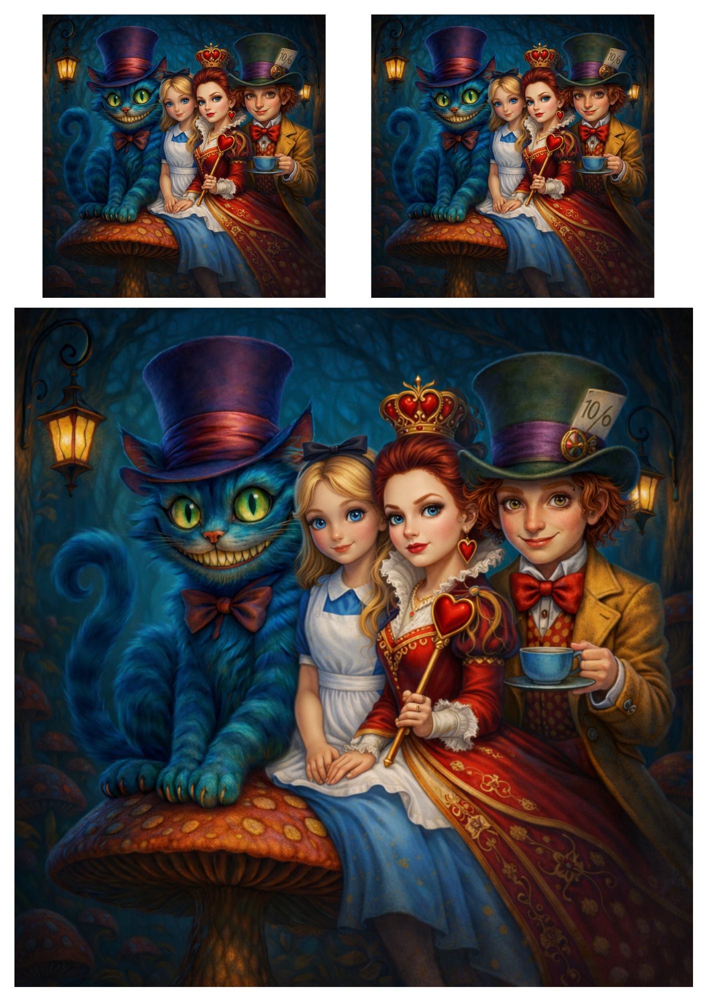 Rice Paper For Decoupage Alice in Wonderland Collage Cat. No. 8999