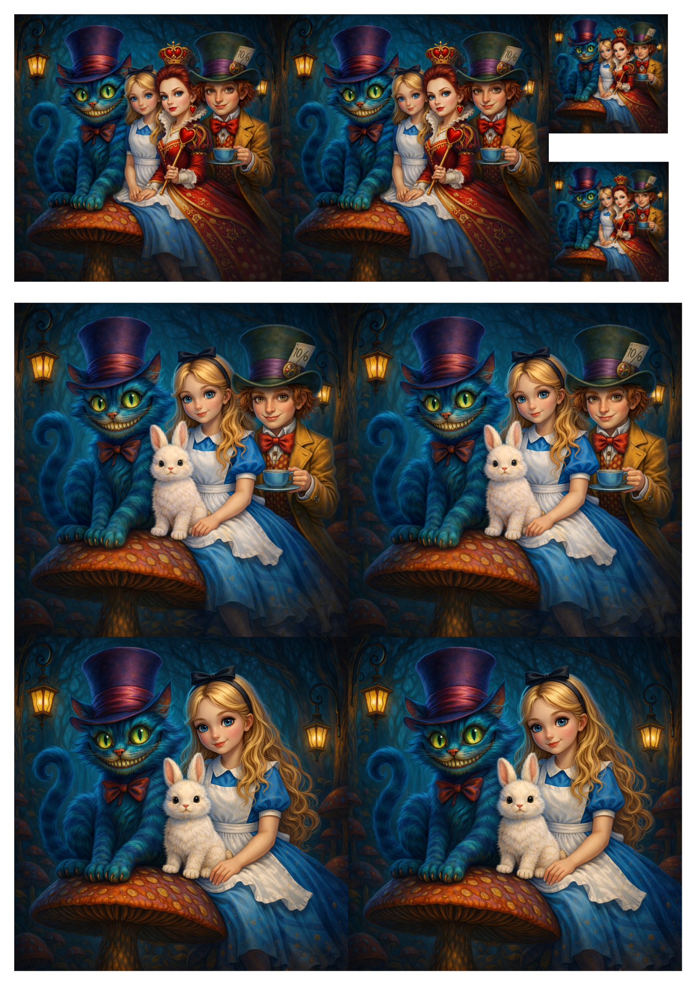 Rice Paper For Decoupage Alice in Wonderland Collage Cat. No. 9000