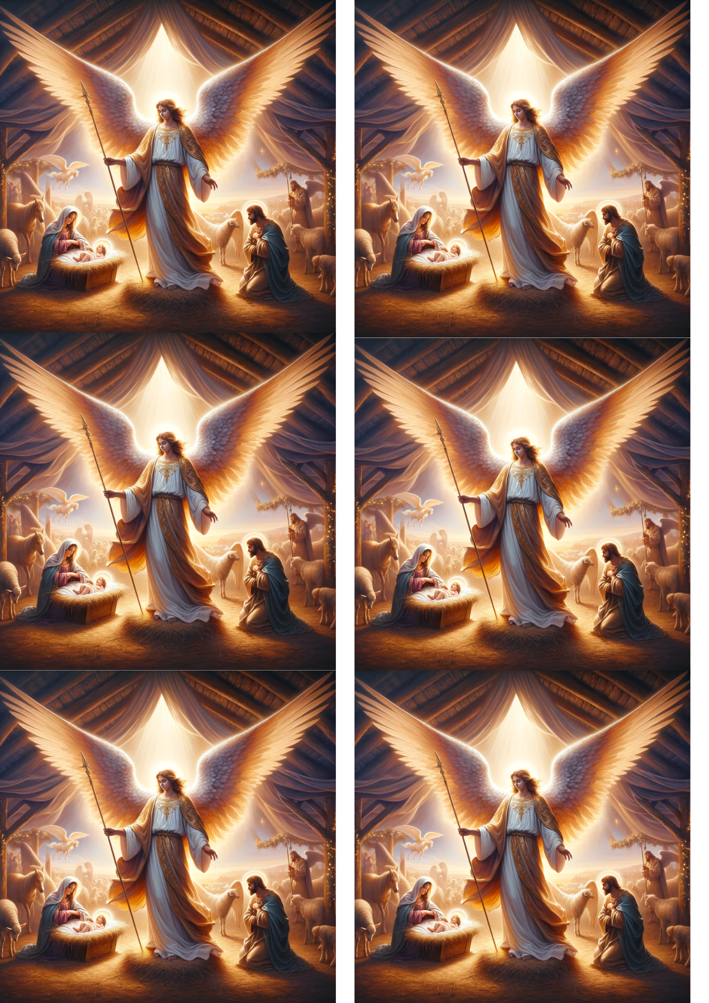 Rice Paper For Decoupage Angel in the Manger of Bethlehem Collage Cat. No. 9006