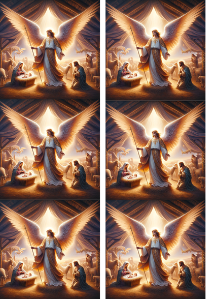 Rice Paper For Decoupage Angel in the Manger of Bethlehem Collage Cat. No. 9006