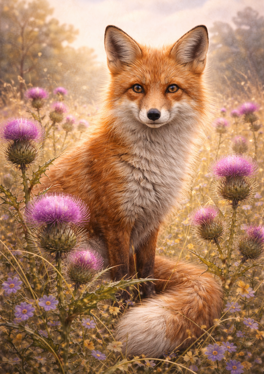 Rice Paper For Decoupage Fox & Wild Thistle Full Cat. No. 9021