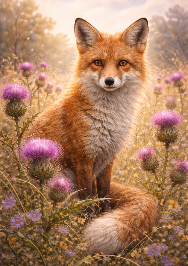 Rice Paper For Decoupage Fox &amp; Wild Thistle Full Cat. No. 9021