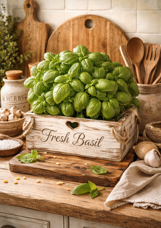 Rice Paper For Decoupage Fresh Basil in Pot Full Cat. No. 9029