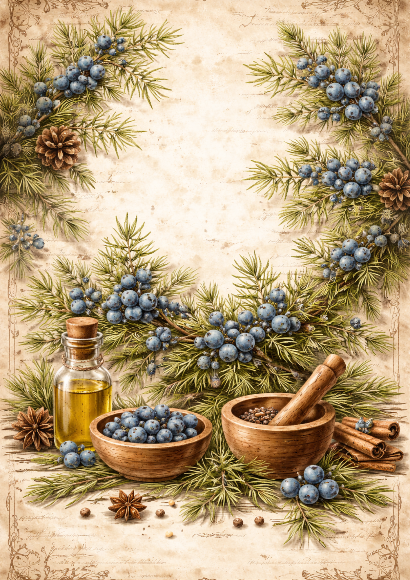 Rice Paper For Decoupage Juniper Herbs Background Full Cat. No. 9031