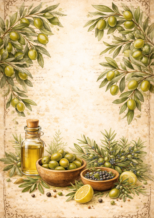Rice Paper For Decoupage Green Olives Background Full Cat. No. 9032