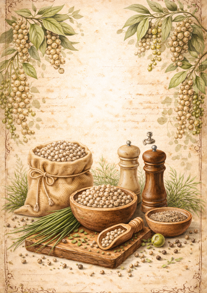 Rice Paper For Decoupage White Pepper  Background Full Cat. No. 9036