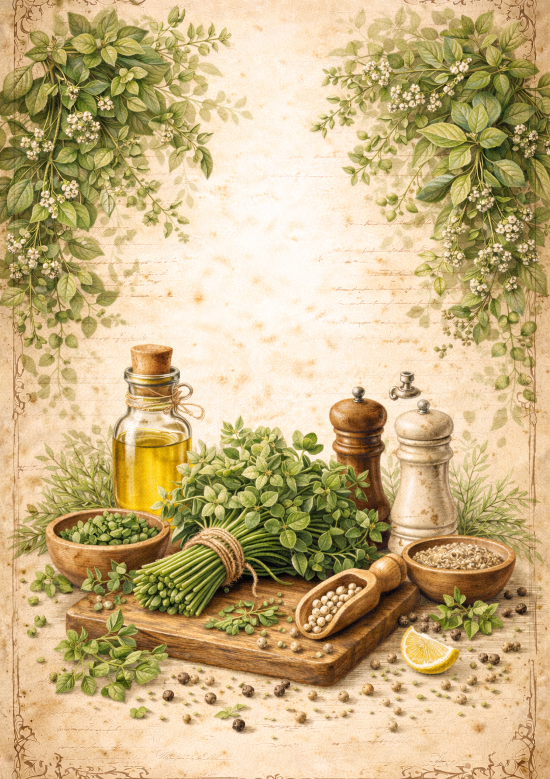 Rice Paper For Decoupage Fresh Mint Herbs  Background Full Cat. No. 9037
