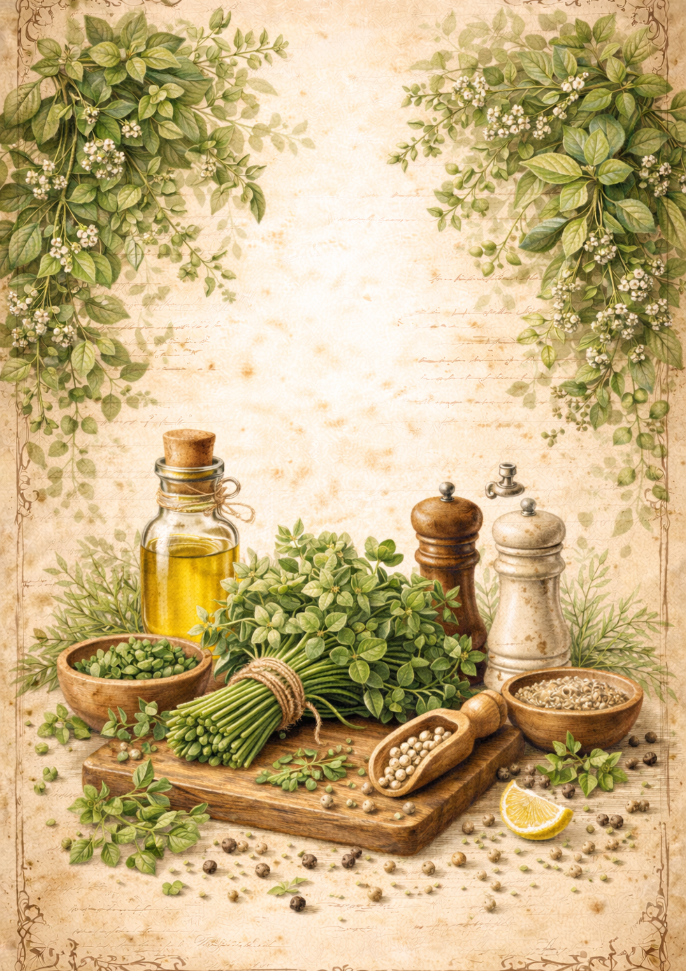 Rice Paper For Decoupage Fresh Mint Herbs  Background Full Cat. No. 9037