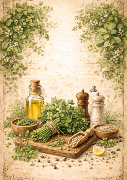 Rice Paper For Decoupage Fresh Mint Herbs  Background Full Cat. No. 9037