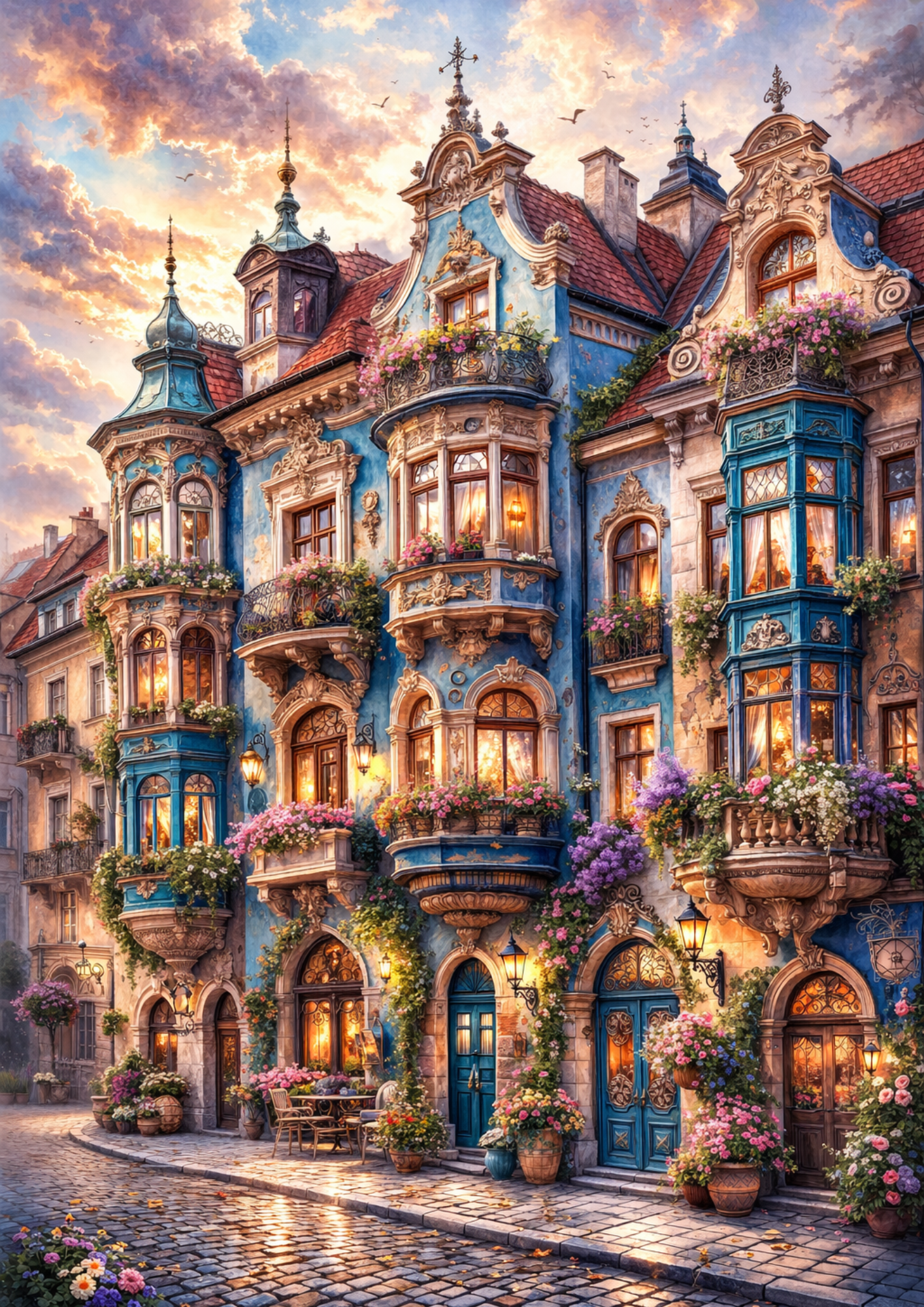 Rice Paper For Decoupage Old Style City View Full Cat. No.9057