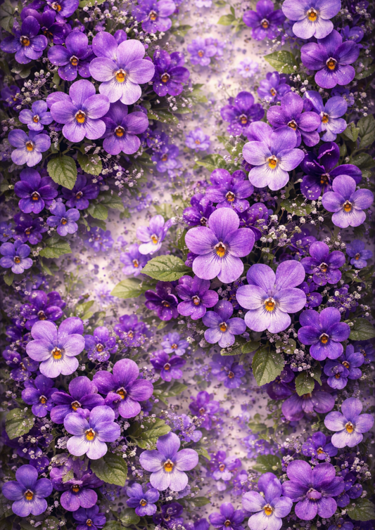 Rice Paper For Decoupage Violets Flower Background Full Cat. No.9068
