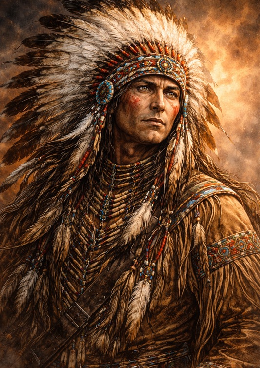 Rice Paper For Decoupage Native American Portrait Full Cat. No.9079