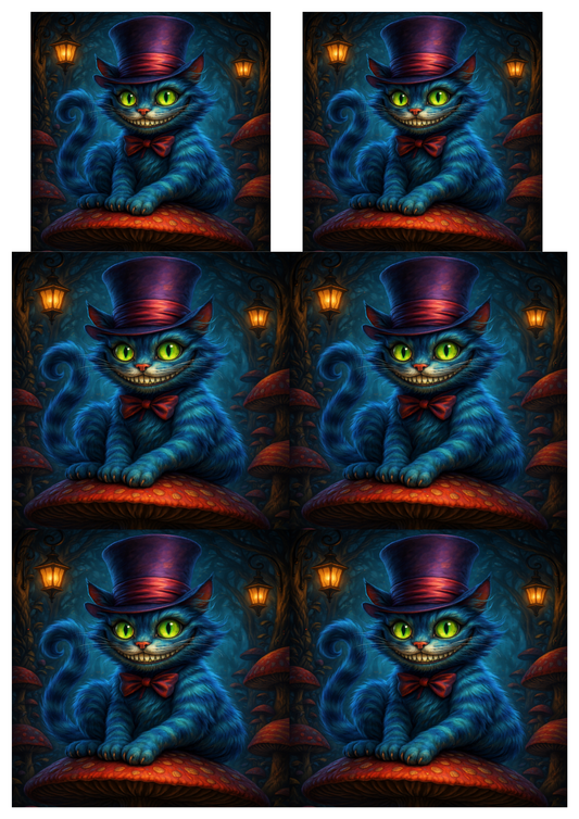 Rice Paper For Decoupage Cheshire Cat Collage  Cat. No.9080