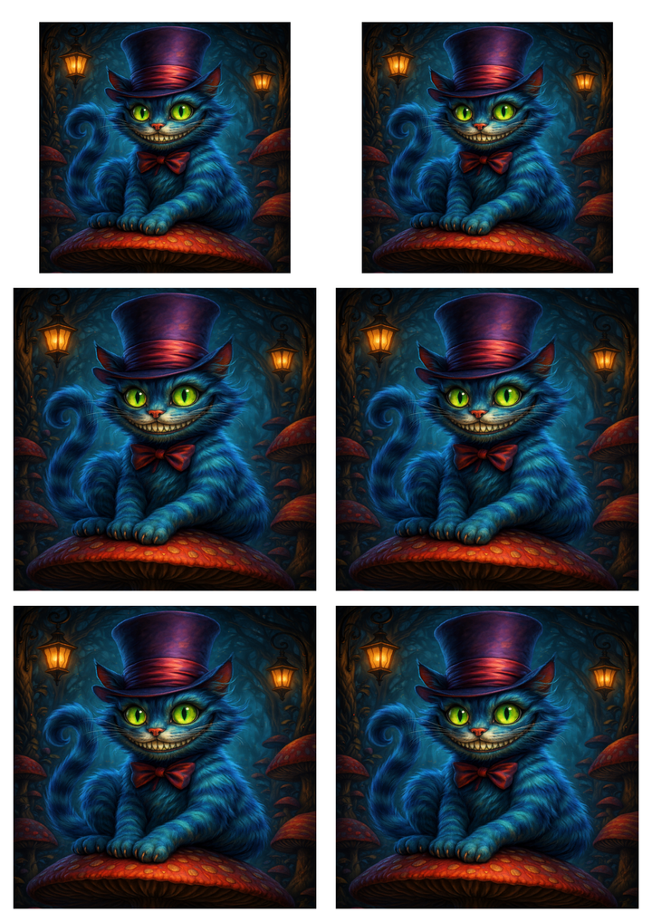 Rice Paper For Decoupage Cheshire Cat Collage  Cat. No.9081