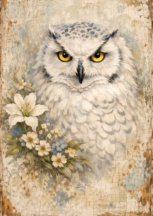 Rice Paper For Decoupage Majestic Owl in Shabby Chic Style Full  Cat. No.9083