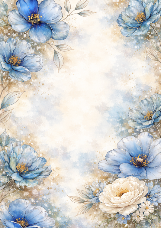 Rice Paper For Decoupage Pastel Blue Anemone Background Full  Cat. No.9089