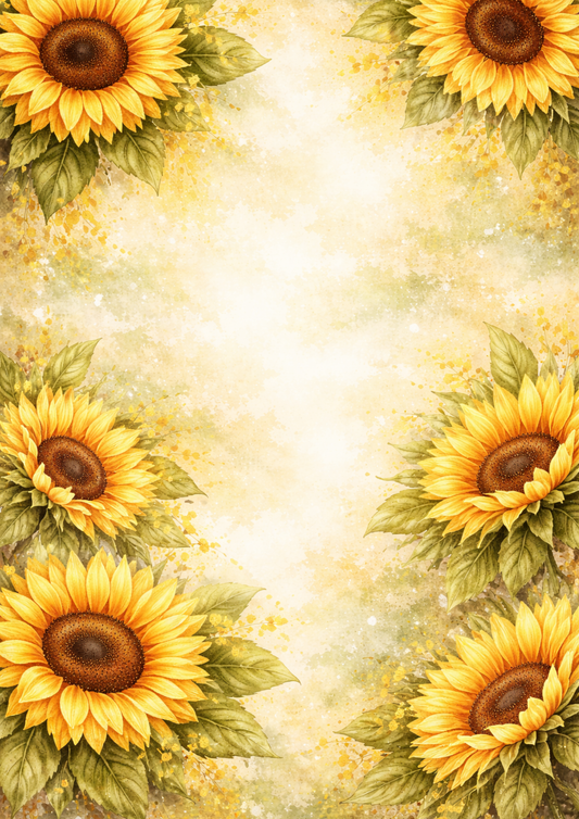 Rice Paper For Decoupage Pastel Sunflowers Background Full  Cat. No.9091
