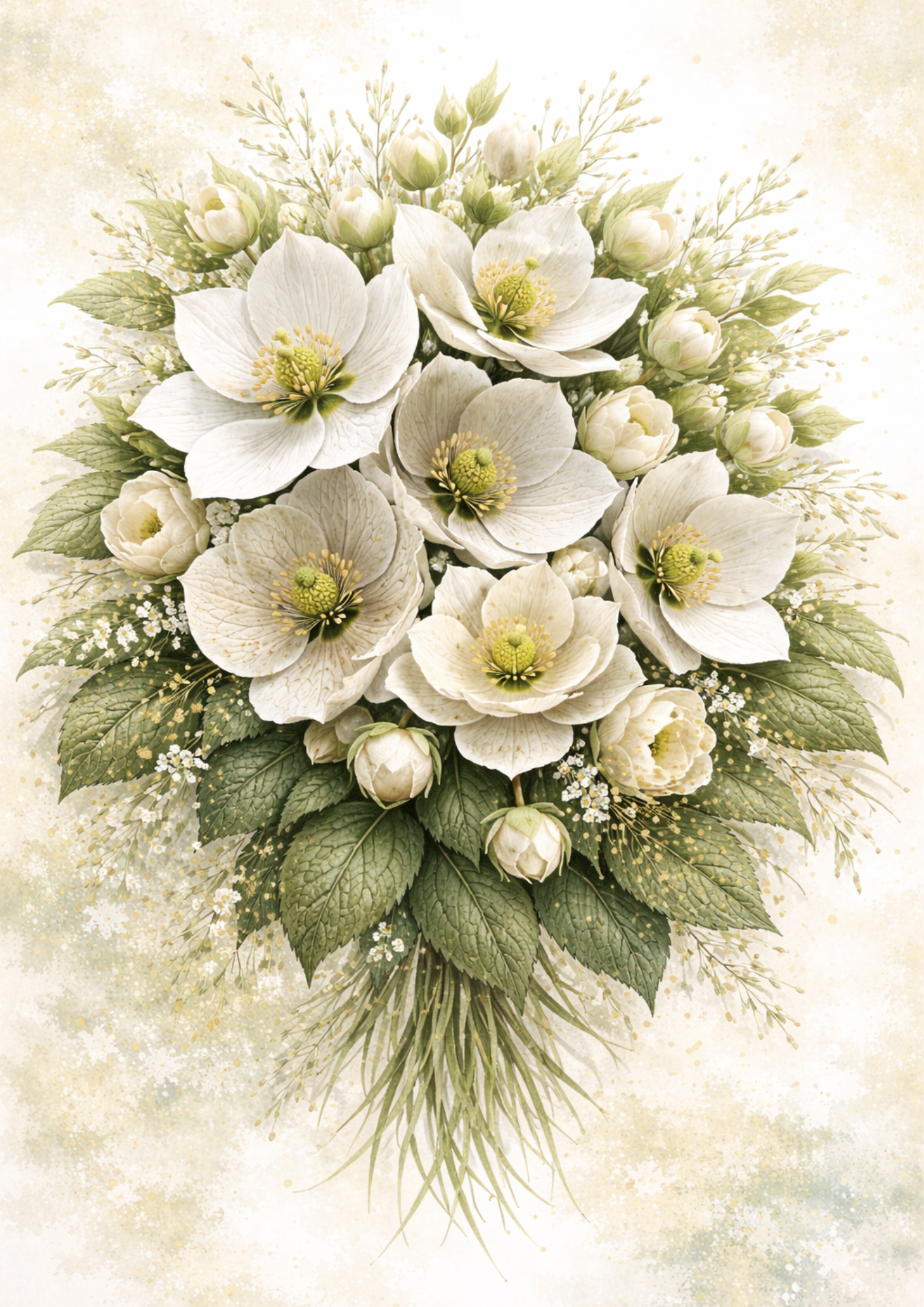 Rice Paper For Decoupage White Pastel Floral Bouquet  Full  Cat. No.9093