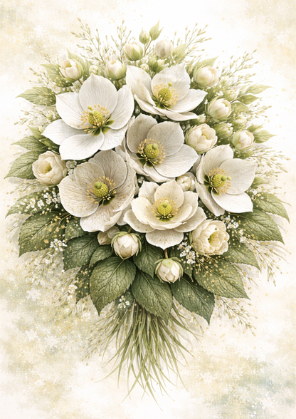 Rice Paper For Decoupage White Pastel Floral Bouquet  Full  Cat. No.9093