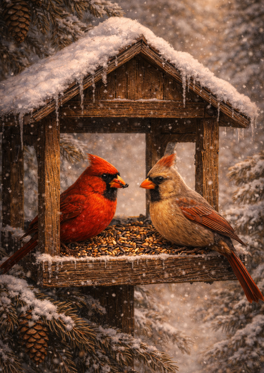 Rice Paper For Decoupage Red Cardinals in the Birdhouse Full Cat. No.9118