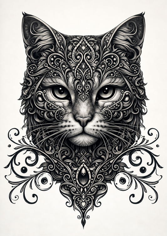 Rice Paper For Decoupage Gothic Cat Face Full  Cat. No.9149